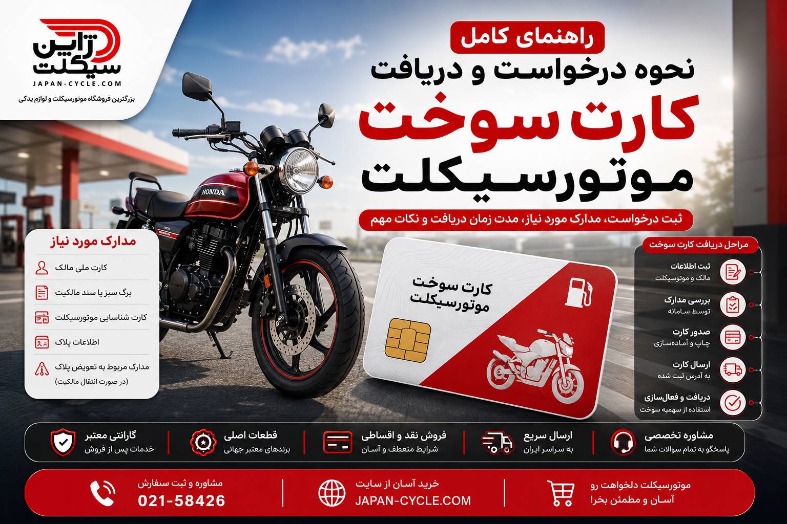 نحوه درخواست و دریافت کارت سوخت موتورسیکلت؛ راهنمای کامل ثبت‌نام، پیگیری و نکات مهم