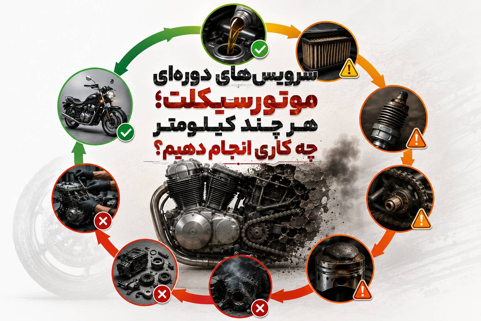 سرویس‌های دوره‌ای موتورسیکلت؛ هر چند کیلومتر چه کاری انجام دهیم؟